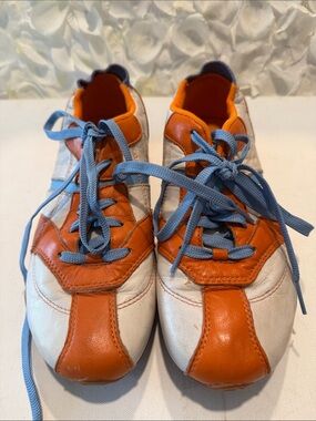Diesel Orange, White & Light Blue Low-Top Sneakers